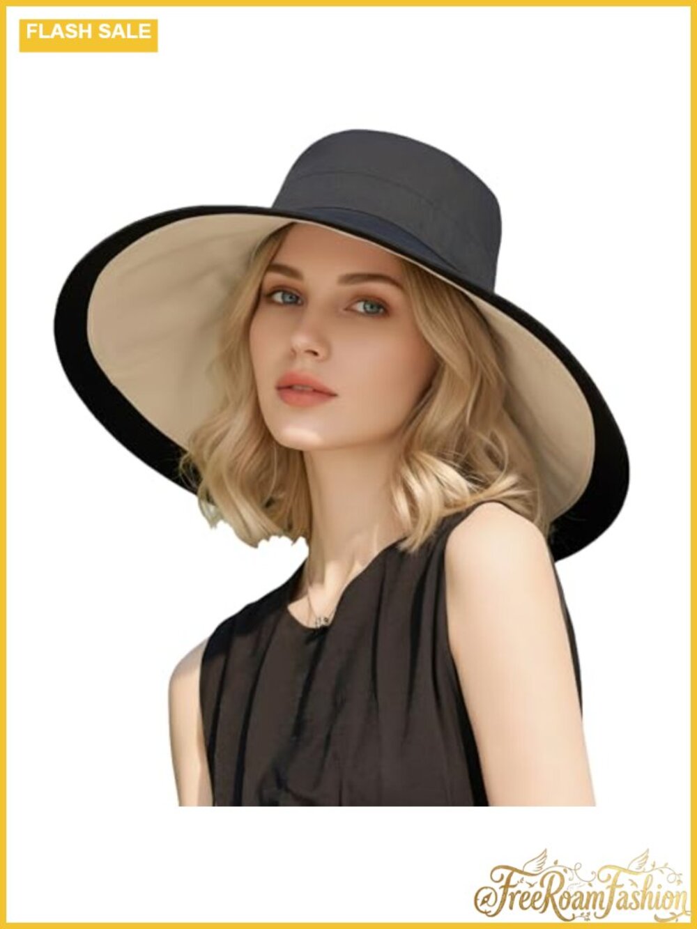 Wide Brim Sun Hat Reversible Beach UPF 50+ Foldable Gardening Hat